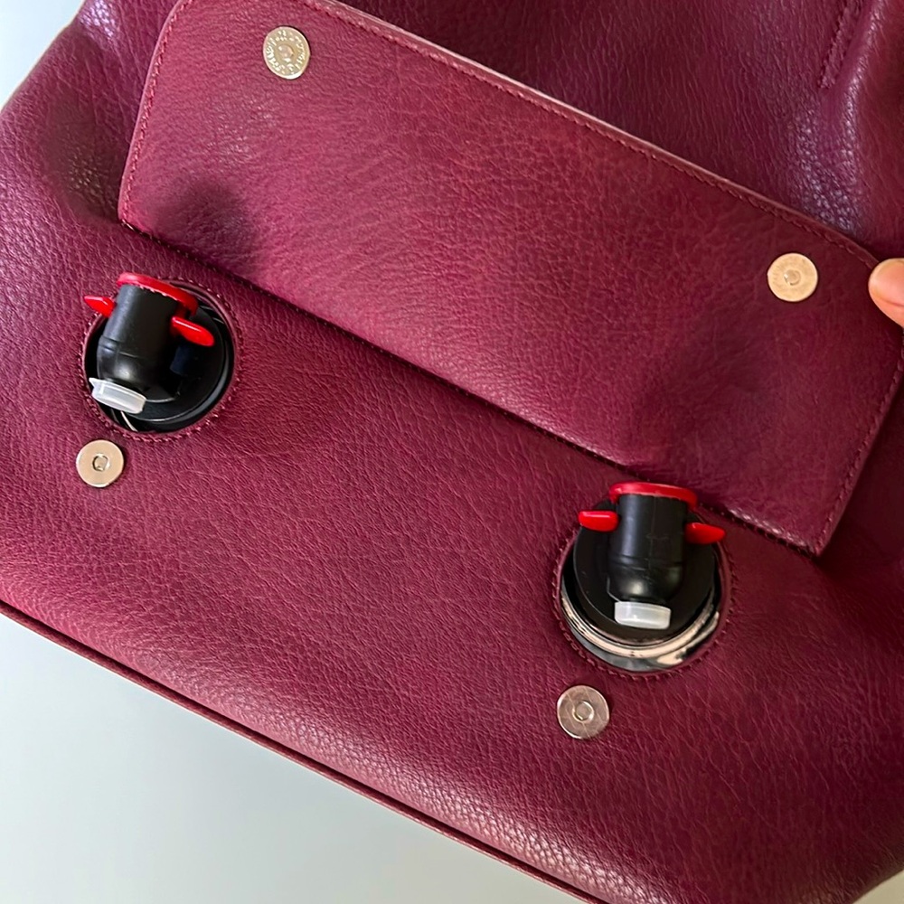 PortoVino Double Pour Vegan Leather Tote Bag with Hidden Insulated Flask
